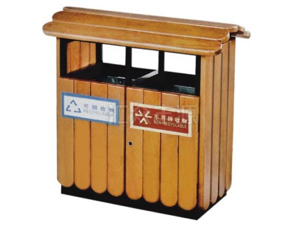 鋼木結合垃圾桶HZFY-GMJH01