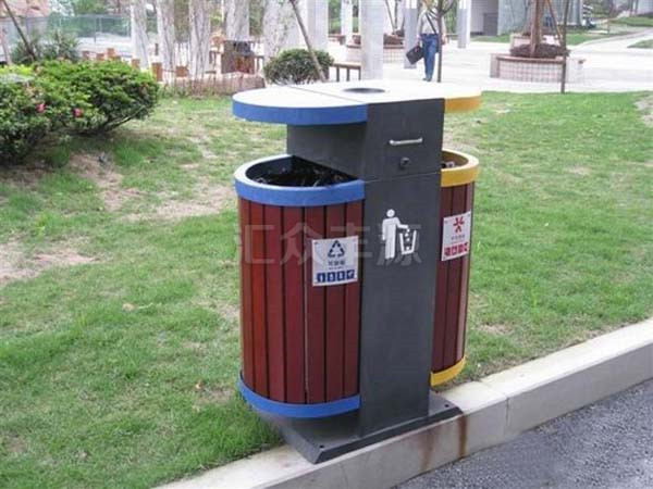 鋼木結合垃圾桶HZFY-GMJH32