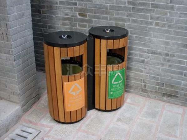 鋼木結合垃圾桶HZFY-GMJH37